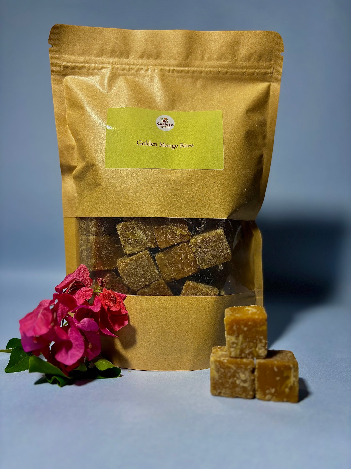 Golden Mango Bites – A naturally sweet and tangy treat made from real sun-dried mango and jaggery.