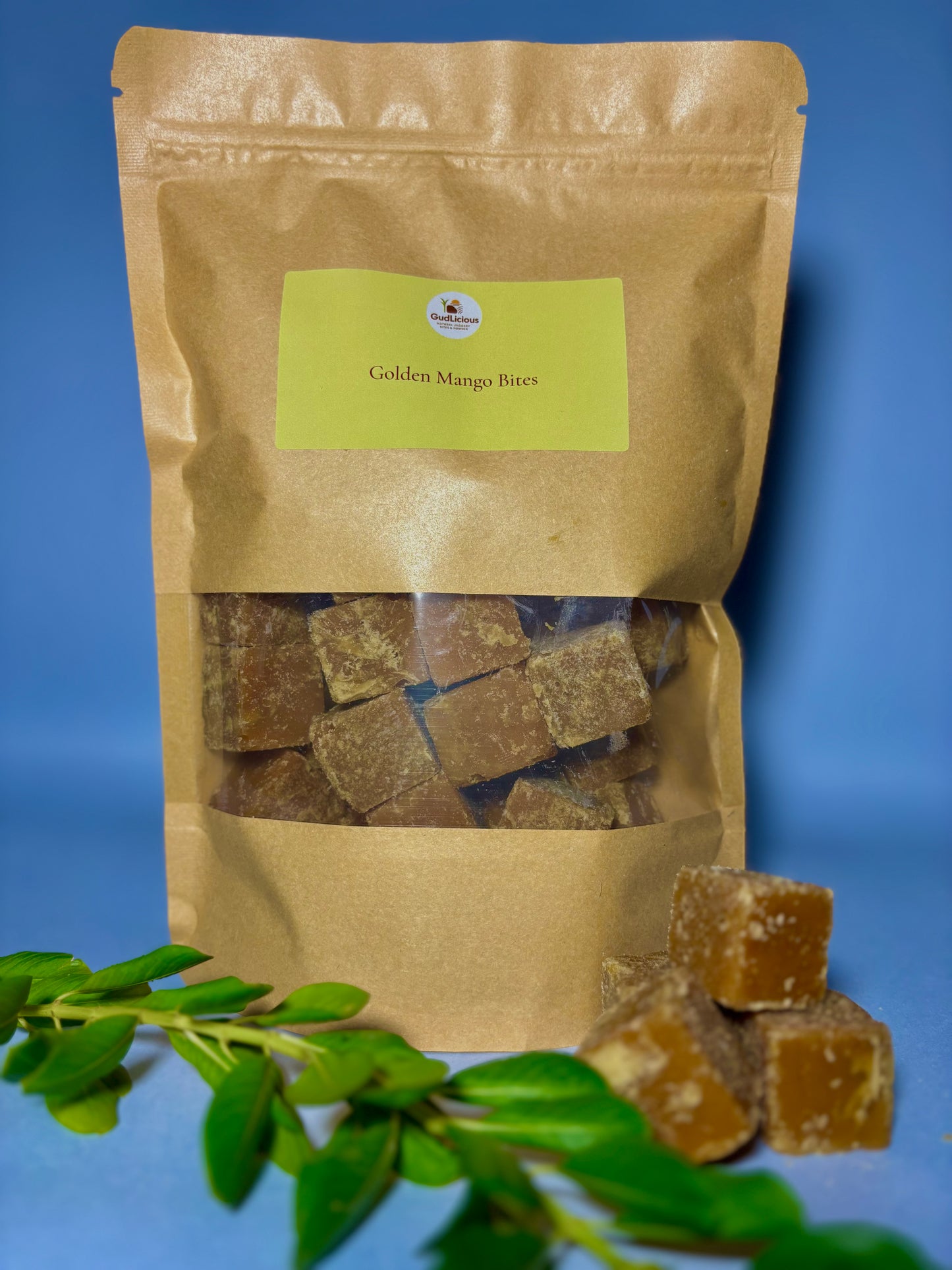 Golden Mango Bites – A naturally sweet and tangy treat made from real sun-dried mango and jaggery.