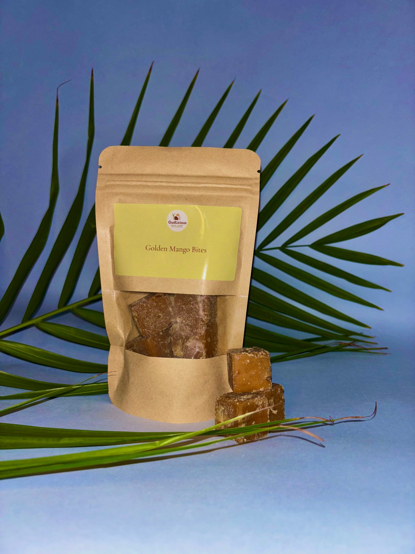 Golden Mango Bites – A naturally sweet and tangy treat made from real sun-dried mango and jaggery.