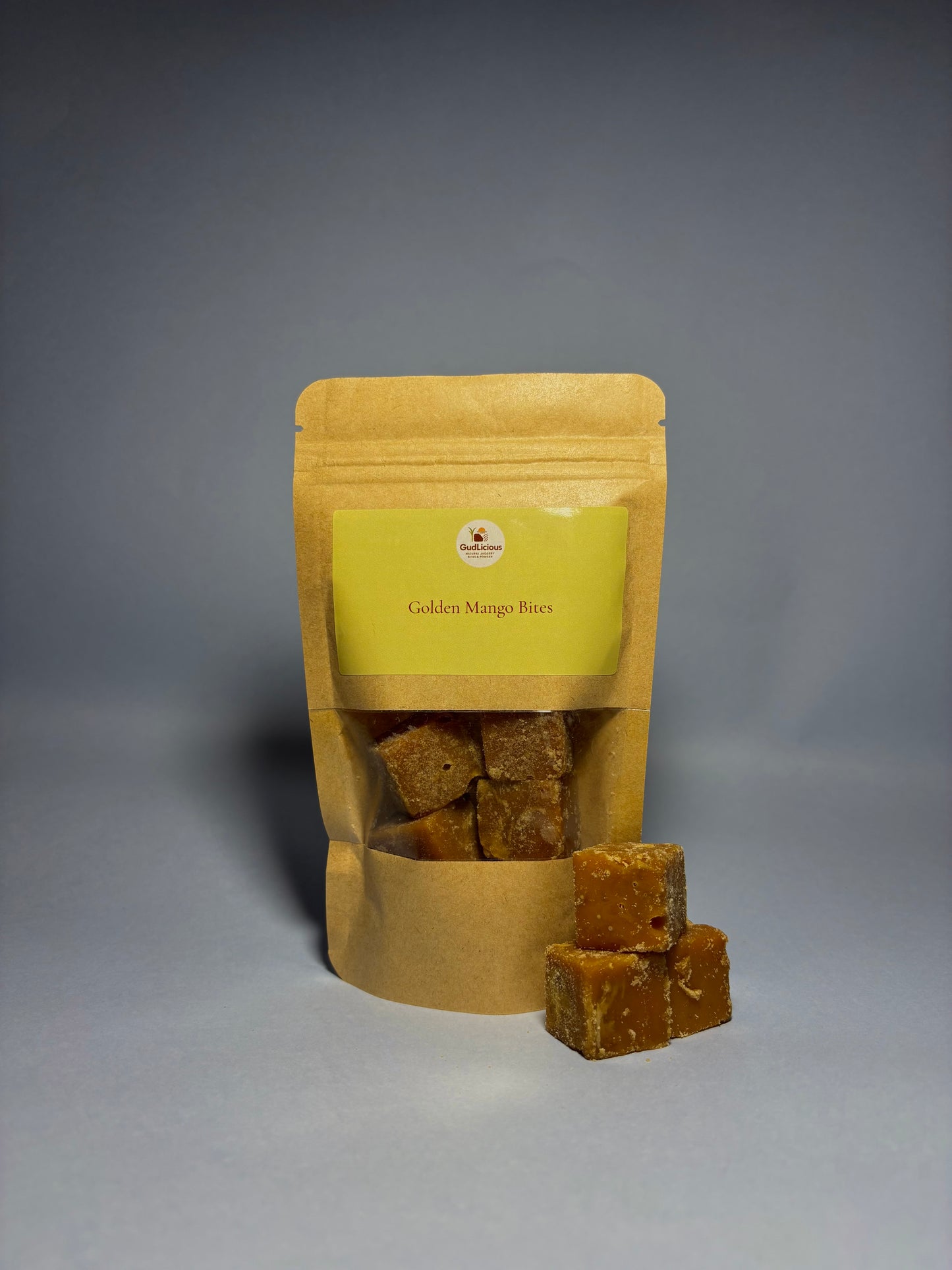 Golden Mango Bites – A naturally sweet and tangy treat made from real sun-dried mango and jaggery.